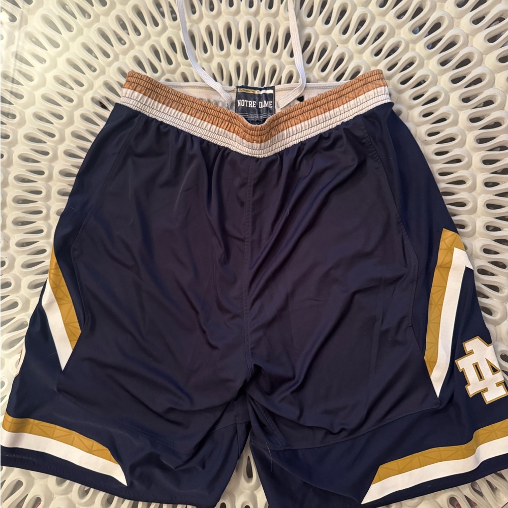 Men's Notre Dame Navy Athletic Shorts with Gold Trim